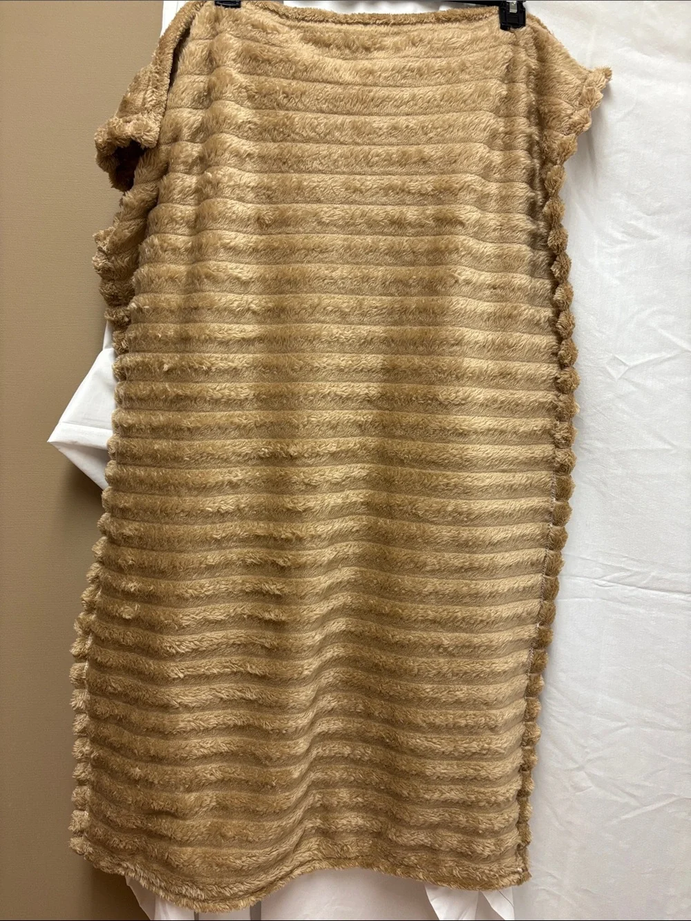 Textured Faux Fur Gold-Tan Throw/Wrap